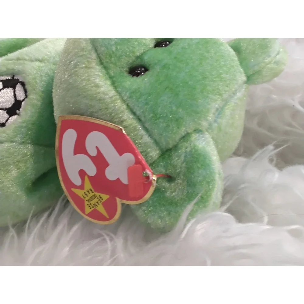Ty Beanie Babies Kicks The Soccer Bear‎ Plush Stuffed Animal Green